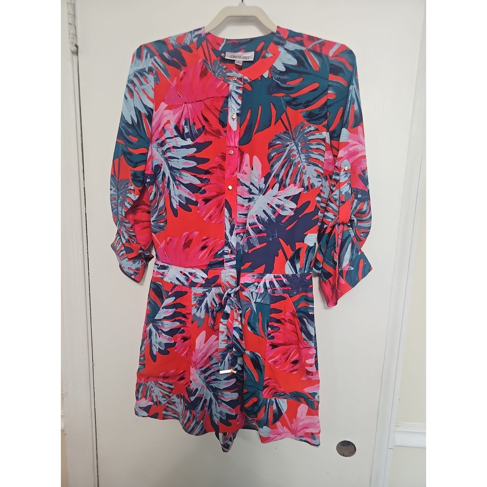 JENNIFER LOPEZ One Piece Shorts Jumpsuit Sz 8 3/4 Or Long Sleeves Resort Wear